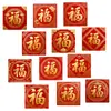 Estilo Chinês Vermelho Festivo Festival da Primavera Ano Novo Dourado Caractere Fu Quadrado Cristal Vidro Patch Ímã Macio Ímã de Geladeira Decoração Adesivo