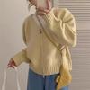 Cardigan de Tricô com Gola V e Zíper Duplo Estilo Coreano para Mulheres 2025 Primavera e Outono Novo Versátil Emagrecedor Jaqueta Suéter Curta