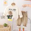 Conjunto de suéter para niño con forro polar otoño e invierno 2023 Nuevo traje de dos piezas grueso con dibujos animados para niños a la moda entrega de una pieza de moda