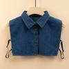 Gola falsa feminina, gola retrô de camisa jeans, gola de algodão decorativa, outono e inverno, gola pontiaguda jeans combinando, suéter, gola de suéter