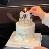 2026 Decoración de Pastel Corona de Cristal para el Día de la Madre Adorno Corazón de Diamante Mamá Decoración con Lazo Plateado Inserto