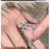 Anel Azul Gelo Sonho Quebrado~Zircônia Floco de Neve Azul Design de Nicho para Mulheres Anel Empilhável para Dedo Indicador Anel com Toque de Luxo