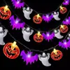 Halloween Halloween Guirnalda de Luces LED de Colores Calabaza Araña Calavera Fantasma Murciélago Decoración para Fiesta de Bar Festivo