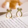 Pendientes de Botón con Lazo y Perlas, Moda Estilo Coreano, Pendientes de Diseño Dulce y Lujo Ligero, Pendientes Pequeños, Exquisitos y Versátiles