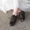 Sapatos Únicos de Couro de Vaca para Artesão de Couro, Bico Redondo com Cadarço, Estilo Esportivo Casual, Sapatos de Treino Alemães que Aumentam a Altura, Novos Sapatos Femininos de Outono