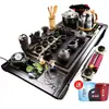 Juego de Té Integrado Totalmente Automático para Uso Doméstico, Bandeja de Té de Madera Maciza, Juego Completo de Tazas, Tetera de Arcilla Púrpura para Personas Perezosas, Tazas y Otros Accesorios