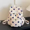 Mochila con cordón de lunares de alta costura transfronteriza para mujer, bolsa de estudiante estilo universitario, mochila casual de nicho para viajes