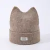 Gorro de Punto para Mujer con Orejas de Gato, Circunferencia de Cabeza Grande, Adelgazante Facial, Protección para los Oídos, Cálido y a Prueba de Frío, Gorro de Lana Engrosado para Otoño e Invierno