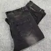 Estilo americano corte limpio elástico divino realzador de altura pierna recta micro campana hilo tejido de agua lavado negro-gris jeans de mezclilla hombre algodón