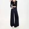 Antirrugas, sem rugas, elasticidade em quatro direções, caimento solto, jeans de perna larga fluido com zíperes YKK, resistente à cor, modelador, versátil, cor original, jeans de comprimento total
