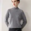 Suéter de Cashmere 100% Puro Novo Outono/Inverno para Mulheres, Gola Alta Meia, Solto, Emagrecedor, Top Base de Tricô