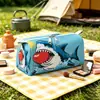 Bolsa de Maquillaje de Terciopelo con Estampado de Tiburones y Estrellas Marinas 2026, Bolsa con Cierre para Almacenamiento de Skincare de Viaje, Gran Capacidad, Pedido Mínimo 1 Pieza