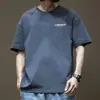Algodão Puro Pesado Pesado Estilo Hong Kong Cor Sólida Algodão Puro Solto Moda Americana Nova Camiseta Manga Curta Masculina Meia Manga