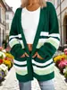 Nuevo cárdigan fino largo de comercio exterior transfronterizo con bolsillos, abrigo suéter de moda estampado para otoño e invierno, personalizado, casual para mujer