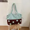 Bolsa de Pelúcia Camurçada Feminina 2026 Nova Moda Outono Cor Color Blocking Patchwork Bolsa de Ombro Único Grande Capacidade Bolsa Tote para o Dia a Dia
