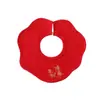 Babero de Pétalo Bordado Rojo Clase A para Recién Nacidos de 0 a 3 Años, Impermeable y Anti-Escupir, Babero Giratorio 360 grados
