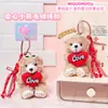 Nuevo Colgante de Bolso de Peluche Oso de Peluche con Forma de Corazón para Niñas Llevando Gafas de Sol Llavero de Muñeco Oso Colgante Pequeño