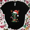 Camiseta Navideña para Mujer con Gráfico de Letra A-Z, Estampado de Letra de Papá Noel, Top Casual para Fiesta Navideña