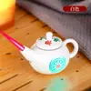 Tetera de Arcilla Morada con Asa Brillante, Tetera Creativa con Luz Intermitente, Trompo Giratorio Metálico a Prueba de Viento para Aliviar el Estrés, Encendedor a Prueba de Viento