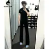 Calça Masculina de Outono Cor Sólida Alta Qualidade Caimento Retro Americano Versátil Emagrece Alonga as Pernas Calça Micro Flare Tendência