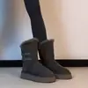 Versión de cuidado propio~Botas de Nieve Versátiles de Suela Gruesa Integradas de Cuero y Piel para Mujer Botas Peludas Cálidas Botines Botas de Algodón