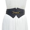 Novo Cinto Feminino Casual e Simples Fivela Decorativa Cinto Elástico Elástico Imitação de Couro Cinto Largo com Casaco em Estoque