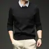 Suéter Falso de Duas Peças Masculino 2026, Malha Básica Outono e Inverno, Suéter Quente de Lã, Roupas Masculinas para Dropshipping