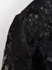 Comercio exterior, transfronterizo, moda europea y americana, cuello alto elegante, chaqueta de encaje hueca, cárdigan corto de un solo botón para mujer, mangas ligeramente abullonadas