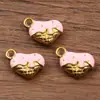 1 Aço inoxidável 304 acessórios de joias esmalte gota óleo pingente amor coroa pequeno pingente diy acessórios de joias