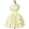 Vestido Corto Rosa de Hombros Descubiertos para Mujer, Adecuado para Banquetes, Fiestas de Estudiantes, Ceremonias de Mayoría de Edad, Fiestas de la Alta Sociedad, Vestidos de Princesa, Reuniones Anuales y Eventos de Anfitrión