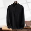 Outono e inverno New Mountain Cashmere Sweater Pullover engrossado Half Zipper Sweater Base Half High Neck Solid Color Knitted Sweater