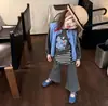 Traje de Niña Otoño Nuevo 26 Sudadera Casual Cárdigan Dibujos Animados Ropa Interior Falso Dos Piezas Pantalones de Falda Rayados