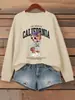 Sudaderas Kawaii de Oso con Estampado de Letras de California para Mujer Cuello Redondo Ropa Callejera Holgada Casual Pulóver Otoño