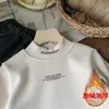 Camiseta de manga larga para niños con tejido De Rong, estilo primavera y otoño, para niños y niñas, elegante camiseta básica de cuello semi-alto