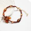 Nova Pulseira Colorida com Contas de Borboleta e Folha Estilo Chinês Leve Luxo Sensação de Alto Padrão Estilo Maillard Pulseira Personalizada da Moda para Mulheres