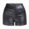 Shorts de Cuero Europeos y Americanos Ebay Amazon Cintura Alta Elásticos Ajustados Levanta Caderas Estilo Biker Pantalones de PU Pantalones de Mujer