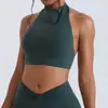 Top Nadador Cruzado de Gola Alta com Sensação de Pele Nua, com Sutiã Embutido, para Yoga, Fitness Casual, Suporte Alto, Ajustado, à Prova de Impacto