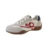 Zapatillas de Entrenamiento Alemanas Vintage de Bloques de Color para Mujer, Zapatillas Deportivas Casuales Versátiles con Cordones, Zapatos Blancos de Suela Gruesa Estilo Forrest Gump