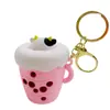 Taza de Té con Leche Creativa Vaca Juguete de Apretar Llavero Lindo Dibujo Animado Divertido Alivio del Estrés Juguete Pequeño Colgante para Mochila Venta al por Mayor