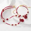 Nuevo Estilo Chino Pulsera Collar de Piedra Natural Perla de Agua Dulce Hebilla de Seguridad de Cinabrio Pulsera de Cuerda Roja Diseño Simple Gama Alta