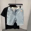 Shorts de Mezclilla Casual con Bolsillo Diagonal Azul Claro para Hombre Verano Juventud Sin Estirar Pantalones de Cinco Puntos Ropa de Hombre de Moda Pantalones Rectos de Largo Medio