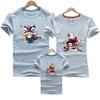 2022 Verano Nuevo Ropa Familiar Camiseta de Manga Corta Ropa para Padres e Hijos Madre-Hijo Madre-Hija Manga Corta Estilo Chino Transfronterizo Danza del León