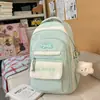 Mochila Nueva de Alta Capacidad Estilo Ins Ligera de Moda Bloqueo de Color Versátil para Chicas de Secundaria y Preparatoria