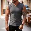 Regata de malha com listras verticais para fitness e esportes, slim fit, masculina, gola V, ombro largo, estilo americano, para comércio exterior europeu e americano, verão