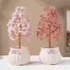 Grava de Cristal Natural Base de Maceta de Cerámica Árbol de Cristal Adornos de Regalo de Apertura Árbol de la Fortuna para Escritorio de Hogar Oficina
