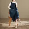 Primavera/Verano 2026 Holgado Tallas Grandes Retro Cuello Cuadrado Pequeño Chaleco de Mezclilla Vestido Largo Suéter Vestido Largo