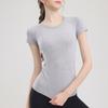 Camiseta de Corrida de Verão com Manga Curta, Secagem Rápida, Feminina, Justa, Top para Yoga, Roupa para Pilates, Treinamento, Fitness, Ciclismo