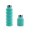 Garrafa de água esportiva dobrável e retrátil de silicone platinado, com grande capacidade, vendida diretamente da fábrica.