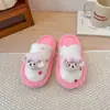 Pantuflas de algodón para niños, lindo diseño de lazo para niñas, otoño e invierno, adecuadas para usar en interiores, pantuflas esponjosas versátiles y adorables