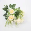 Flor de Alta Gama Flor Artificial Ramo de Flores Flor Imperial Concubina Rosa Pequeña 7 Horquillas 14 Rosas de Diamante Pequeñas Flor Artificial Decorativa
